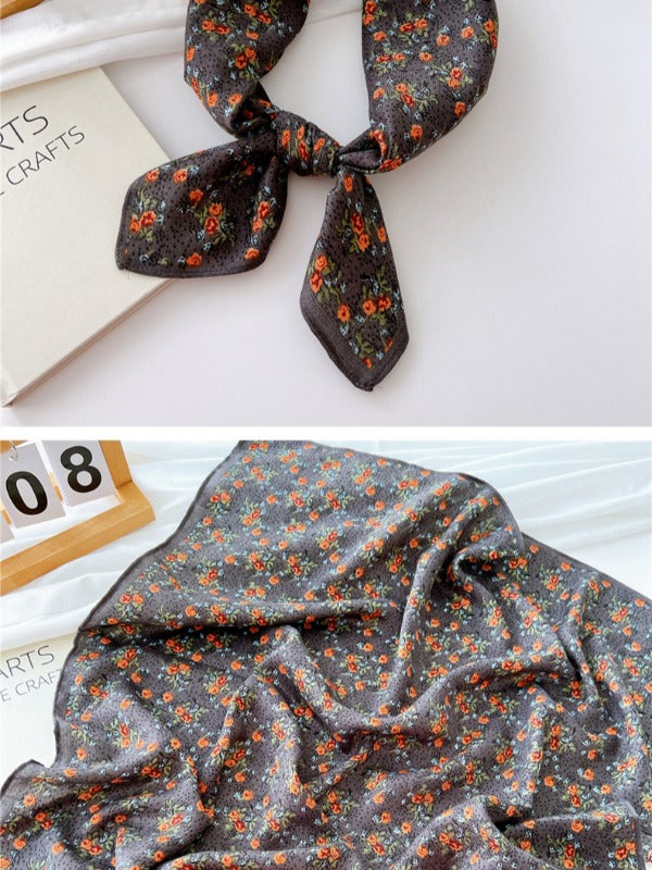 Cotton and linen small square scarf silk scarf women's spring, autumn and summer fashion versatile decorative four-season scarf with neck protection scarf