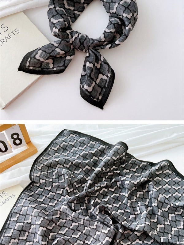Cotton and linen small square scarf silk scarf women's spring, autumn and summer fashion versatile decorative four-season scarf with neck protection scarf
