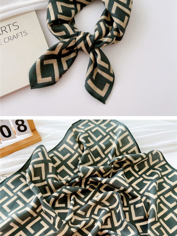 Cotton and linen small square scarf silk scarf women's spring, autumn and summer fashion versatile decorative four-season scarf with neck protection scarf