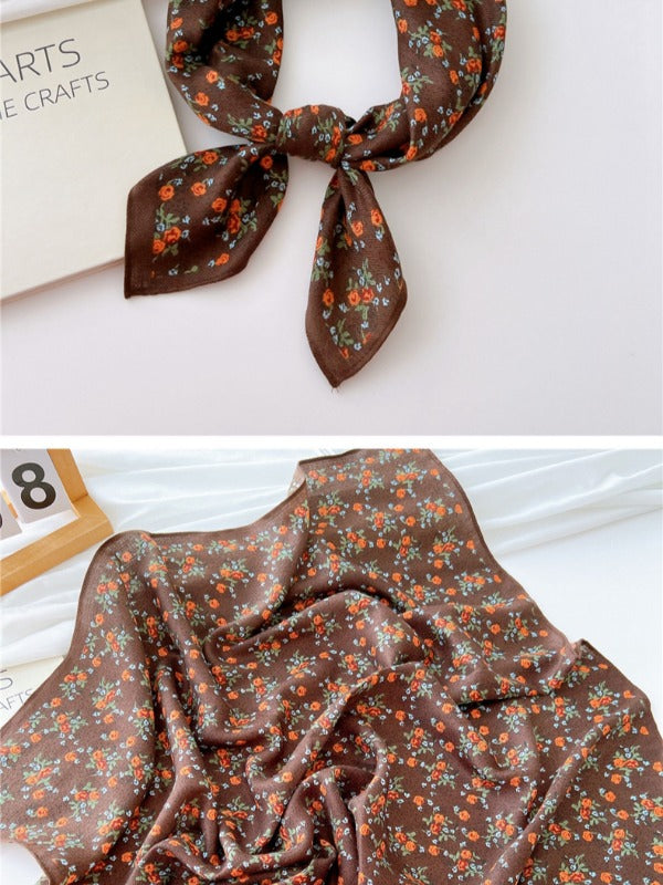 Cotton and linen small square scarf silk scarf women's spring, autumn and summer fashion versatile decorative four-season scarf with neck protection scarf