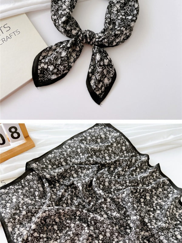 Cotton and linen small square scarf silk scarf women's spring, autumn and summer fashion versatile decorative four-season scarf with neck protection scarf