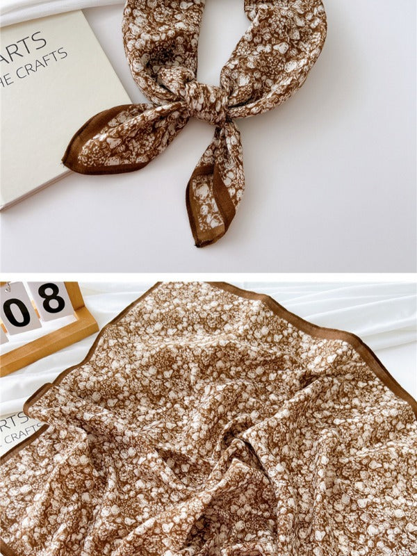 Cotton and linen small square scarf silk scarf women's spring, autumn and summer fashion versatile decorative four-season scarf with neck protection scarf