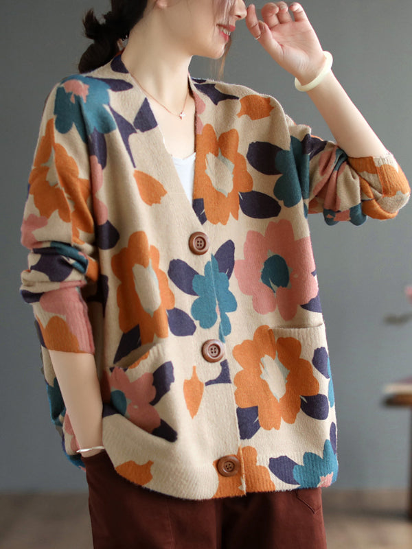 Retro printed long sleeve sweater2