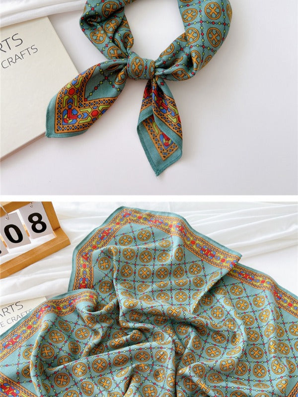 Cotton and linen small square scarf silk scarf women's spring, autumn and summer fashion versatile decorative four-season scarf with neck protection scarf