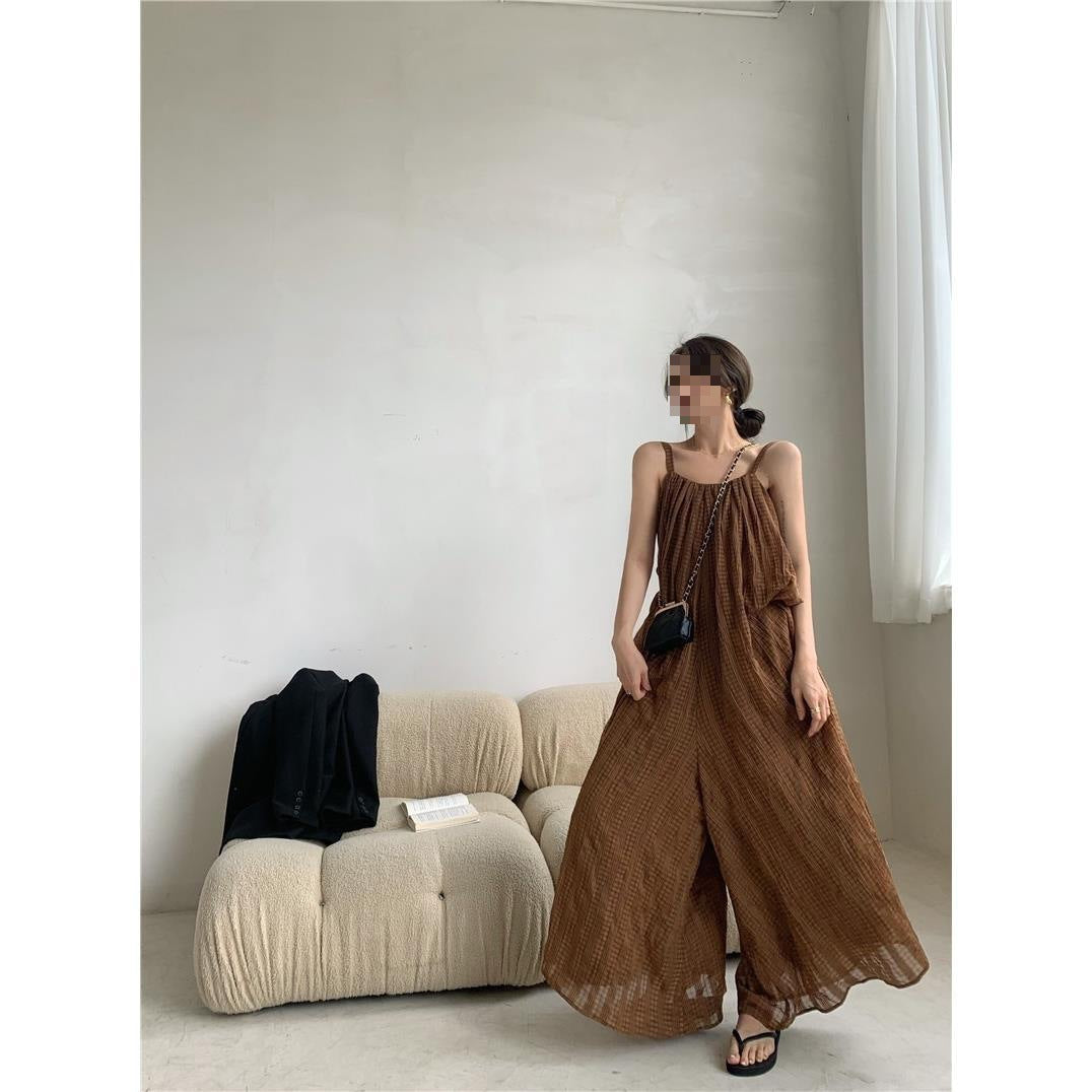 Loose Open Back Maxi Sleeveless Jumpsuits