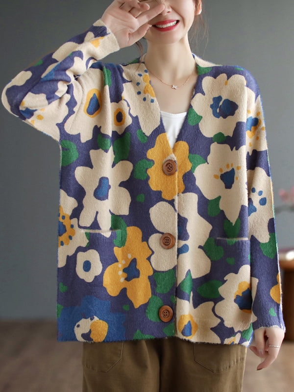 Retro printed long sleeve sweater3