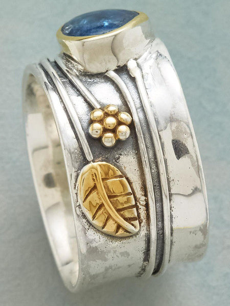 Delicate Drop Aquamarine Petal Rings