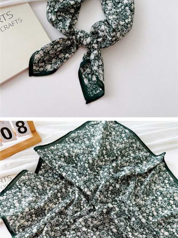 Cotton and linen small square scarf silk scarf women's spring, autumn and summer fashion versatile decorative four-season scarf with neck protection scarf
