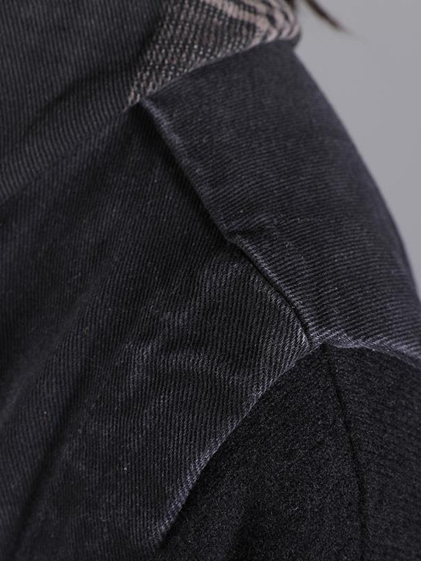 Black Loose Oversized Hooded Mid Length Vest