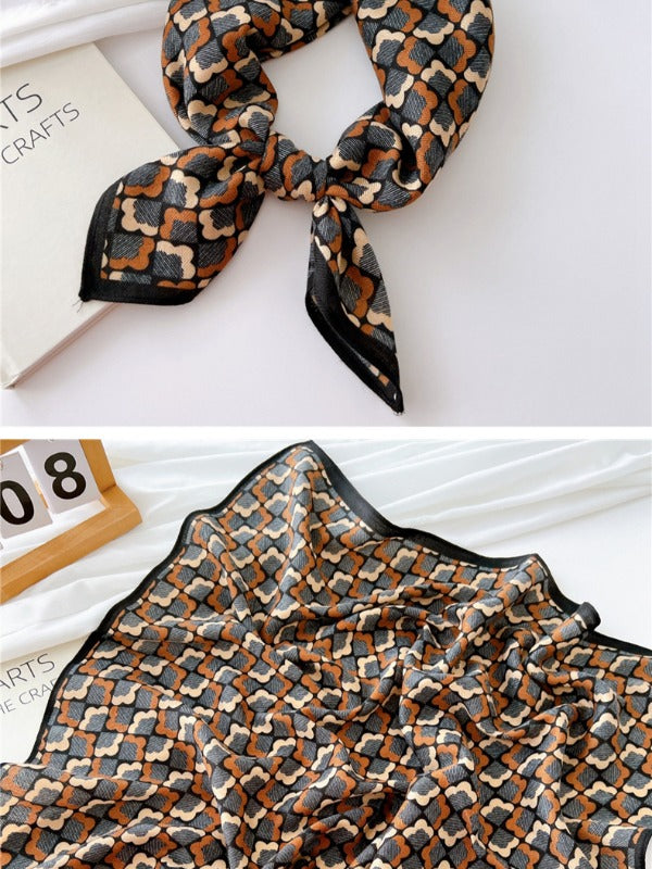 Cotton and linen small square scarf silk scarf women's spring, autumn and summer fashion versatile decorative four-season scarf with neck protection scarf