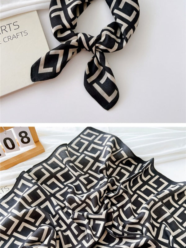 Cotton and linen small square scarf silk scarf women's spring, autumn and summer fashion versatile decorative four-season scarf with neck protection scarf