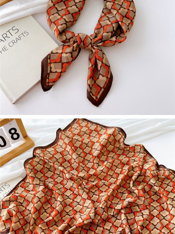 Cotton and linen small square scarf silk scarf women's spring, autumn and summer fashion versatile decorative four-season scarf with neck protection scarf