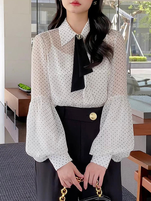 Polka Dot Bell Sleeve Shirt