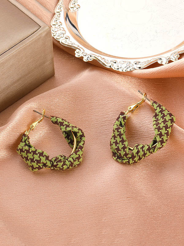 Vintage Fabric Art Houndstooth Earrings Accessories
