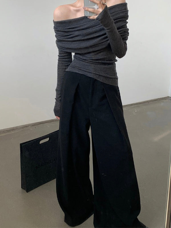 French Chic Off-Shoulder Knit Top