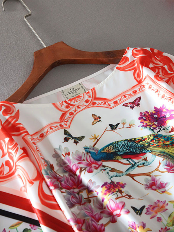 Loose Oversized Silk Short Sleeve Resort Shirt Top