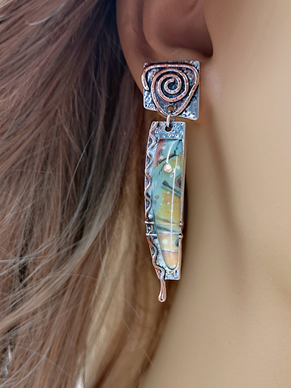 Creative Retro Colorful Glass Earrings