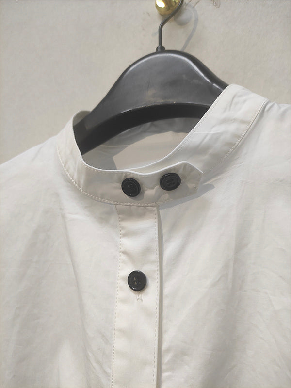 Balloon Sleeve Stand Collar Shirt Top