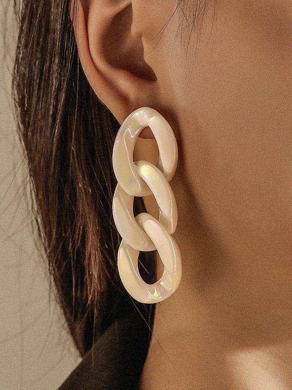 Chic Stylish 3 Colors Resin Colorful Chain Earrings