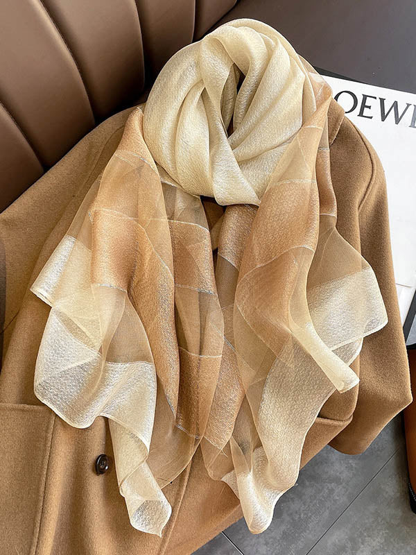 Simple Contrast Color Silk Blended Shawl&Scarf