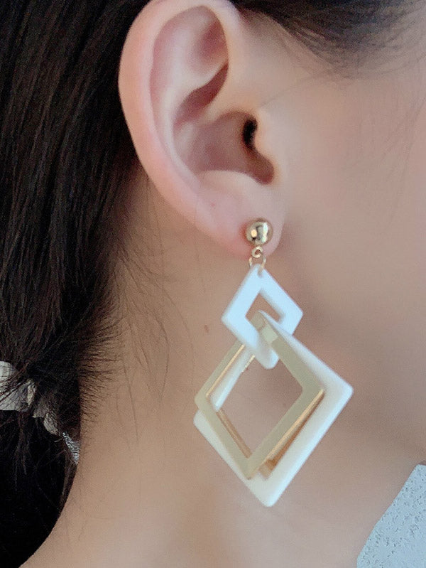 Simple Geometric Patchwork Earrings