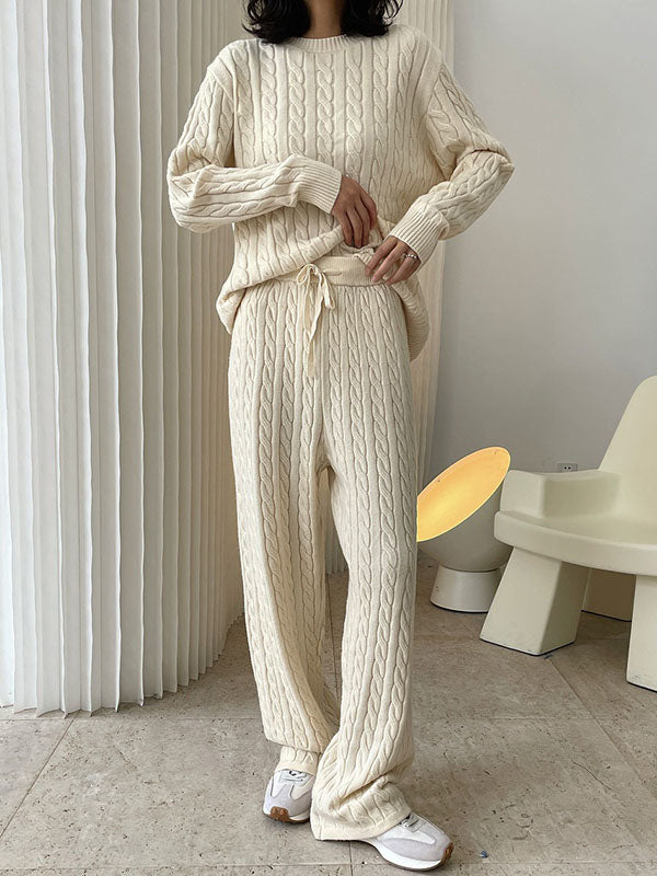 Original Creation Wide Leg Loose Jacquard Solid Color Casual Pants Bottoms