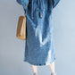 Fashionable Slit hooded long sleeve denim dress