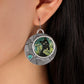 Vintage Cat Flower Round Geometric Earrings