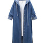 Hooded Long Sleeve Denim Jacket