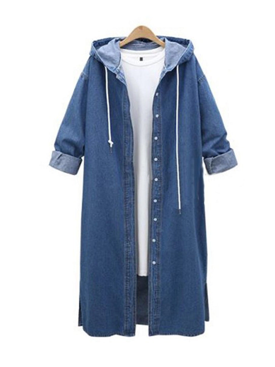Hooded Long Sleeve Denim Jacket