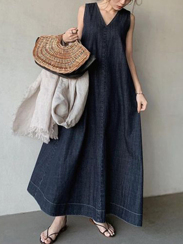 Fashion V-neck Denim Dress