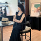 Fashion ruffle stitching lapel sleeveless dress