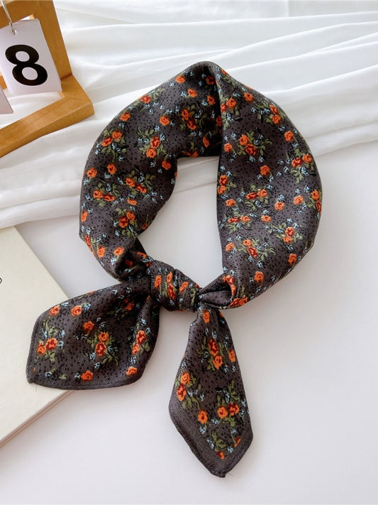 Cotton and linen small square scarf silk scarf women's spring, autumn and summer fashion versatile decorative four-season scarf with neck protection scarf