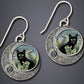Vintage Cat Flower Round Geometric Earrings
