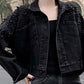 Plus Size Beaded Denim Jacket