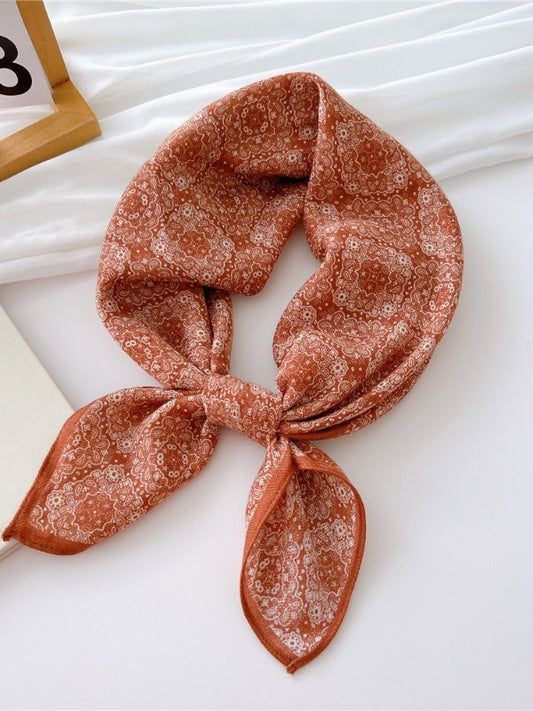 Cotton and linen small square scarf silk scarf women's spring, autumn and summer fashion versatile decorative four-season scarf with neck protection scarf
