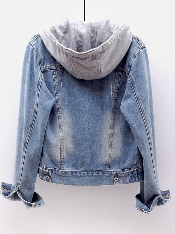 Long Sleeve Denim Hooded Jacket