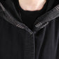 Black Loose Oversized Hooded Mid Length Vest