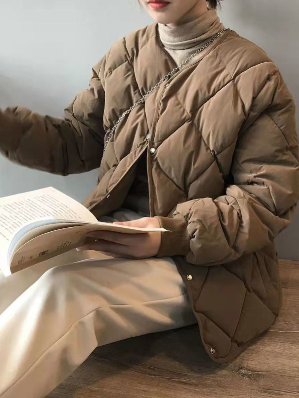 Retro rhombus simple loose casual top jacket