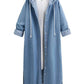 Hooded Long Sleeve Denim Jacket