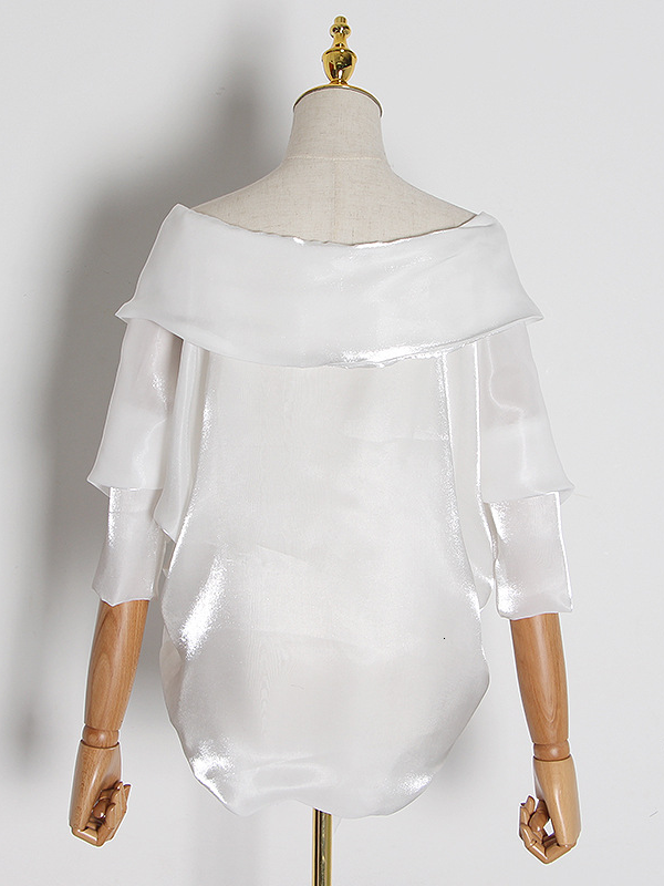French V-neck Off-the-shoulder Shirt Top
