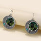 Vintage Cat Flower Round Geometric Earrings
