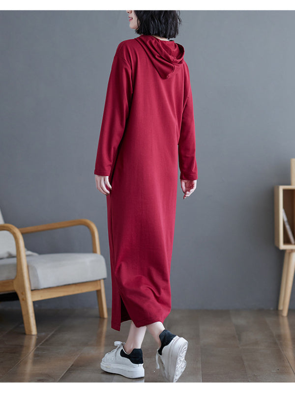 Loose Fashion Cotton Solid Color Dress