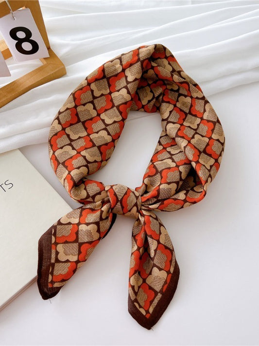 Cotton and linen small square scarf silk scarf women's spring, autumn and summer fashion versatile decorative four-season scarf with neck protection scarf
