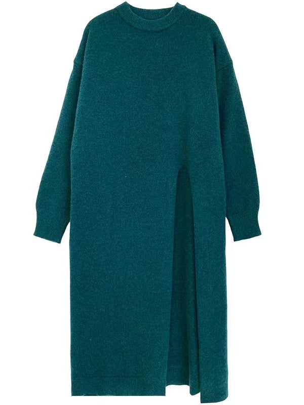 Knitted Slit Sweater Dress