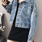 Plus Size Beaded Denim Jacket