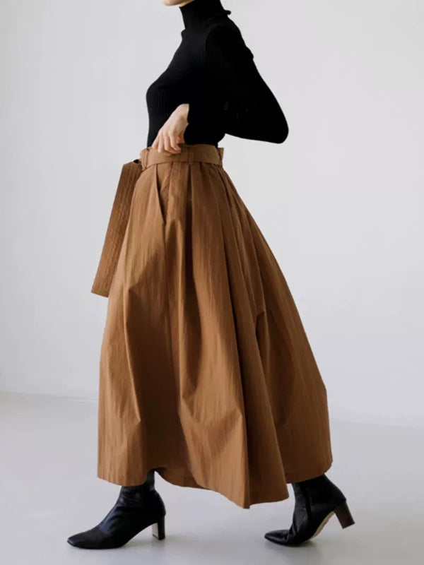 Loose Wide-leg Lace-up Casual Trousers Pants