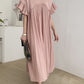 Patchwork pleated flying sleeves long dress