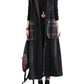 Black Loose Oversized Hooded Mid Length Vest