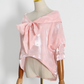 French V-neck Off-the-shoulder Shirt Top
